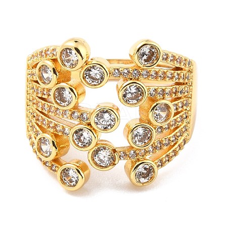 Brass Micro Pave Cubic Zirconia Finger Rings RJEW-F116-09A-G-1