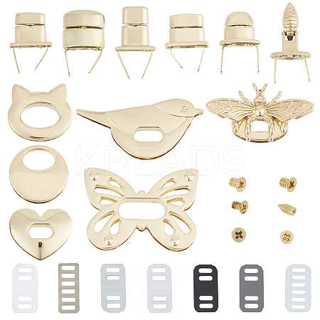 6Sets 6 Styles Zinc Alloy Bag Twist Lock Accessories AJEW-GF0007-02-1