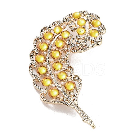 Leaf Alloy Pave Acrylic Rhinestone Brooch LS-JEWB-C029-17B-1