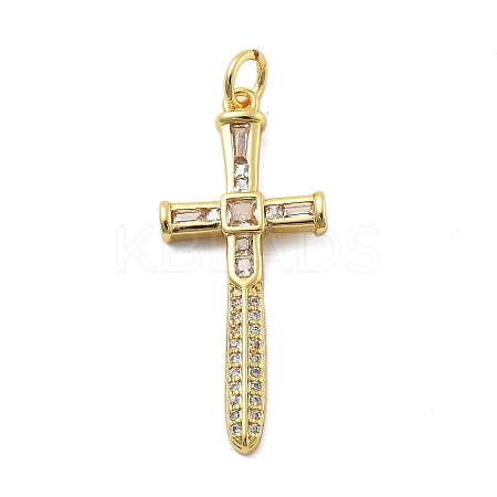 Real 18K Gold Plated Brass Micro Pave Cubic Zirconia Pendants KK-L209-101G-01-1