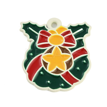 Christmas Theme Spray Painted Alloy Enamel Pendants ENAM-Z020-01L-1