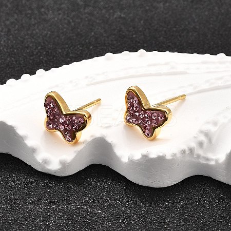 12 Pairs 304 Stainless Steel Rhinestone Stud Earrings EJEW-B135-01G-02-1