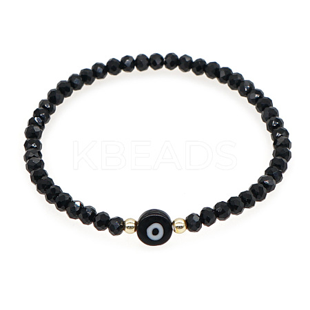 Glass & Brass Beads Stretch Bracelets IC9410-1-1