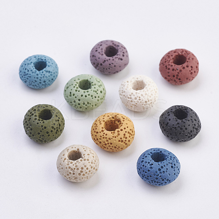 Natural Dyed Lava Rock European Beads G-E477-A-1