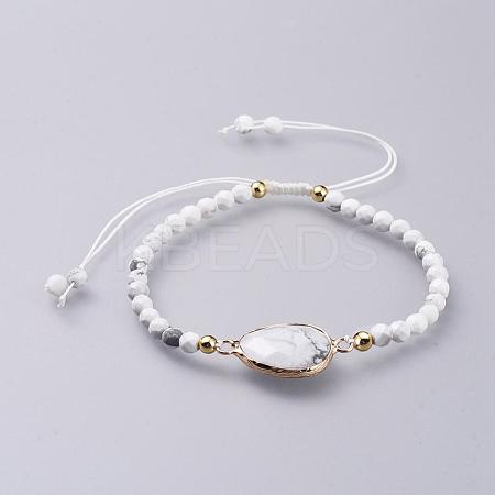 Adjustable Natural Howlite Braided Bead Bracelets BJEW-JB04559-05-1