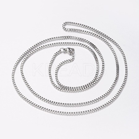 Non-Tarnish 201 Stainless Steel Box Chain Necklaces LS-NJEW-I205-20P-2MM-1