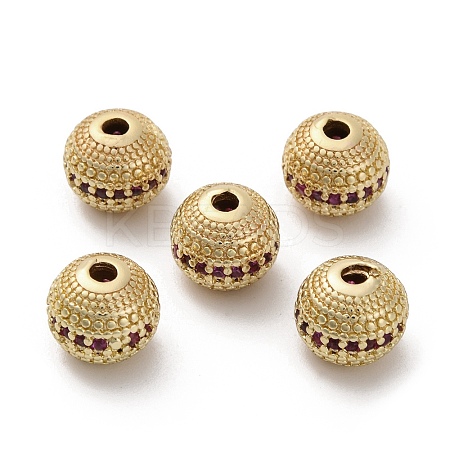 Brass Micro Pave Cubic Zirconia Beads KK-C071-08G-03-1