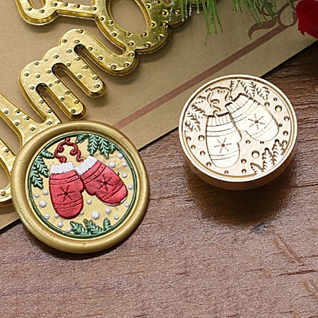Christmas Series Wax Seal Brass Stamp Head AJEW-M037-01G-13-1