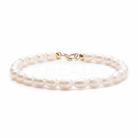 Grade A Natural Pearl Beaded Bracelets with Brass Spring Ring Clasps for Women X-BJEW-JB08037-1