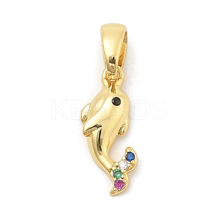 Rack Plating Leaf Brass Clear Cubic Zirconia Pendants KK-S407-13G-C-1