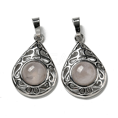 Natural Rose Quartz Pendants G-Q158-05P-19-1