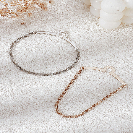 2Pcs 2 Colors Brass Hanging Chains Collar Pins Tie Clips AJEW-LP0010-91-1