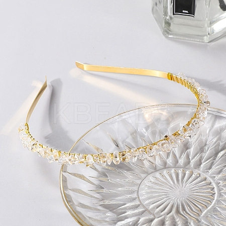 Wire Wrapped Natural White Jade Chip Hair Bands PW-WG27230-14-1