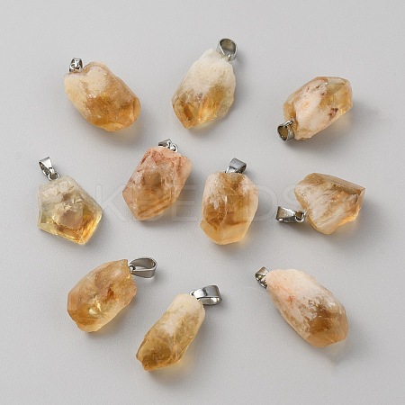 Natural Citrine Pendants LS-G-WH0021-57-1