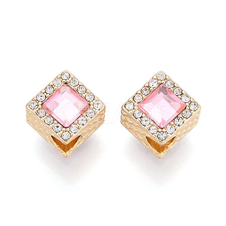 Rack Plating Alloy Rhinestone European Beads FIND-N011-01KCG-1