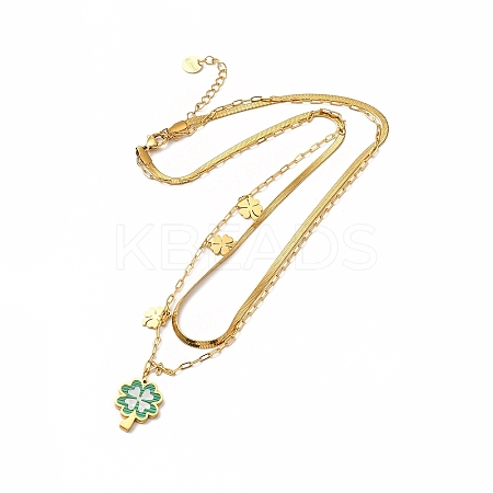 Ion Plating(IP) 304 Stainless Steel Shell Clover Pendant Necklaces NJEW-C032-12G-1
