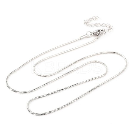 201 Stainless Steel Round Snake Chain Necklaces for Women NJEW-G140-06B-P-1-1