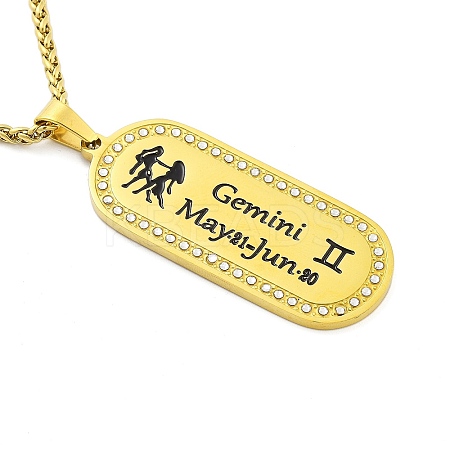 Constellation 304 Stainless Steel Micro Pave Clear Cubic Zirconia Wheat Chain Pendant Necklaces for Women Men NJEW-U007-01E-1
