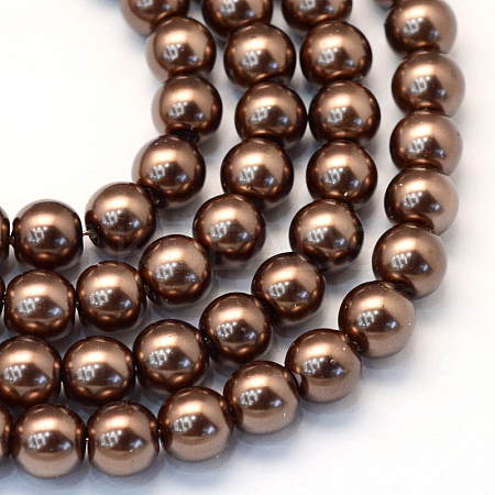 Baking Paint Pearlized Glass Pearl Round Bead Strands HY-Q003-10mm-52-1