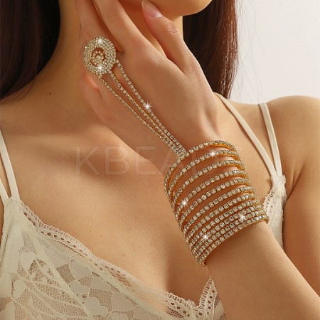 Brass Rhinestone Multi-strand Bracelets FS-WG4104F-02-1