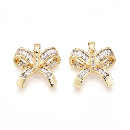 Brass Micro Pave Cubic Zirconia Pendants KK-N257-46G-1