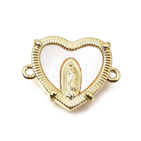 Virgin Mary Theme Brass & Natural Shell Connector Charms SH-CBA7C77-03A-G01-1