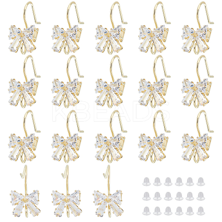 18Pcs Brass Micro Pave Clear Cubic Zirconia Earring Hooks EJEW-CA0001-03-1