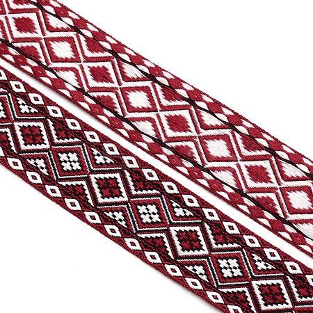 Ethnic Style Embroidery Polyester Ribbons SRIB-WH0011-018-1
