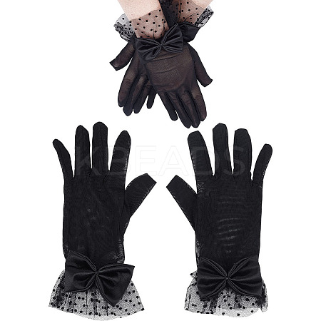 Bowknot Polyester Lace Gloves DIY-WH0888-539A-1