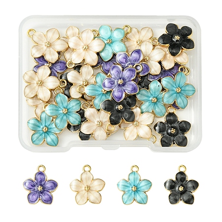 30Pcs 5 Colors Alloy Enamel Pendants ENAM-FS0002-07-1