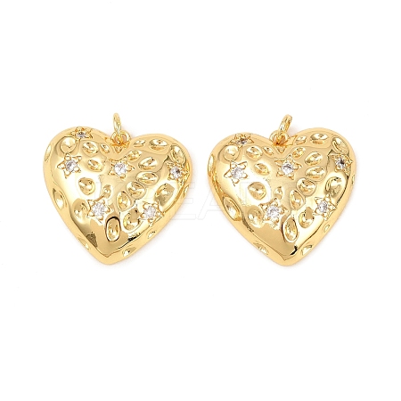 Brass Micro Pave Clear Cubic Zirconia Pendants KK-C166-01G-1