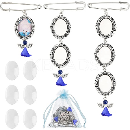 6Pcs 3 Style Photo Charm Alloy Brooches DIY-CA0004-26-1
