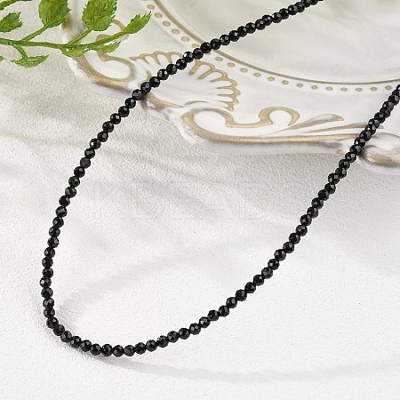 Natural Black Spinel Beaded Necklaces NJEW-K114-A-A20-1