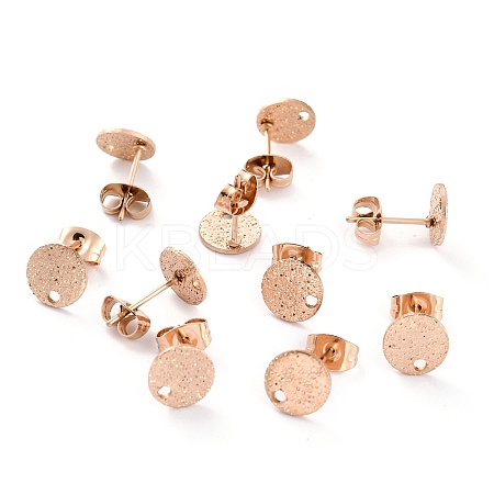 Ion Plating(IP) 304 Stainless Steel Stud Earring Findings STAS-O144-01A-RG-1
