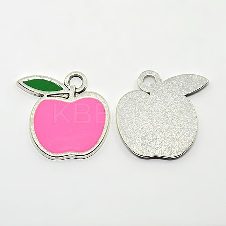 Apple Antique Silver Tone Alloy Enamel Pendants LS-ENAM-N038-12A-1