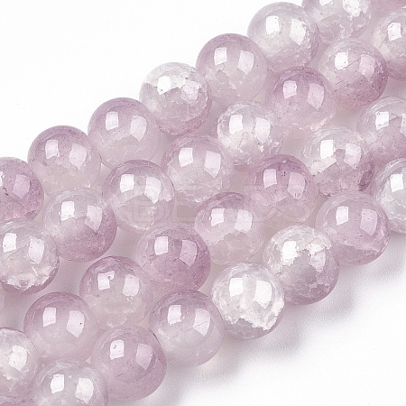 Crackle Baking Paint Imitation Jade Glass Beads Strands LS-DGLA-T003-6mm-04-1