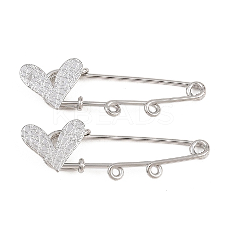 Crisscross Heart 304 Stainless Steel Safety Pins Brooch Findings SA-CBA098D-15E-P02-1