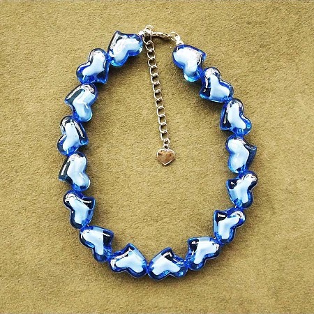 Valentine's Day Acrylic Bead in Bead Heart Beaded Necklaces with Alloy End Chains FS-WG4CF83-10-1
