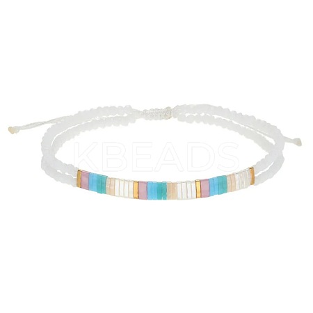 Bohemian Style Glass Seed Bead & Plastic Braided Bead Bracelets LS-QF8968-1-1