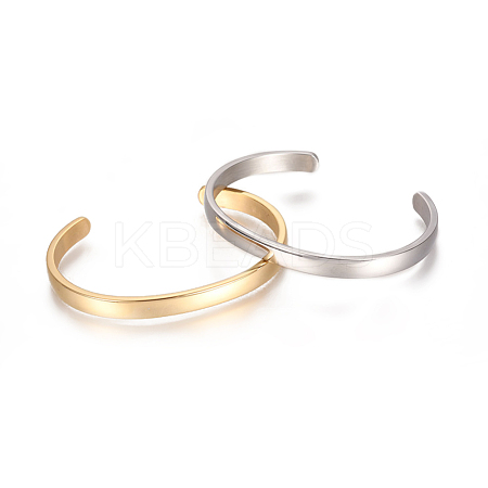 304 Stainless Steel Cuff Bangles STAS-I110-10-6mm-1