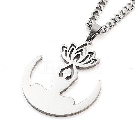 Non-Tarnish 304 Stainless Steel Pendant Necklaces NJEW-P306-05P-1