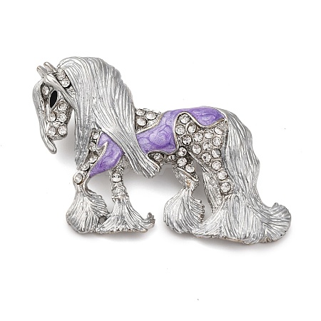 Horse Alloy Crystal Rhinestone Brooch JEWB-Q045-01P-1