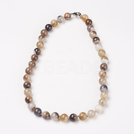 Natural Dyed Agate Beads Necklaces NJEW-F139-10mm-15-1