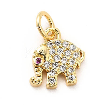 Rack Plating Brass Micro Pave Cubic Zirconia Charms KK-K270-17G-1