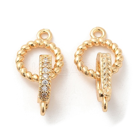 Brass Micro Pave Clear Cubic Zirconia Fold Over Clasps KK-F860-45G-1