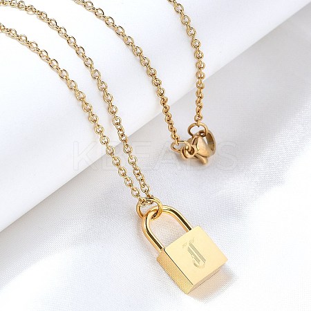 304 Stainless Steel Rolo Chain Pendant Necklaces NJEW-S444-01G-10-1