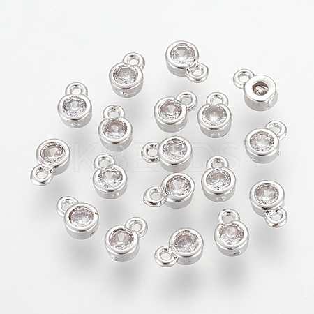 Brass Clear Cubic Zirconia Charms X-ZIRC-P068-01P-1