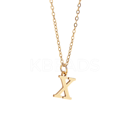 304 Stainless Steel Letter Pendant Necklaces NJEW-LP0001-53X-G-1