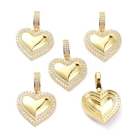 Brass Micro Pave Clear Cubic Zirconia Pendants KK-D004-15G-1