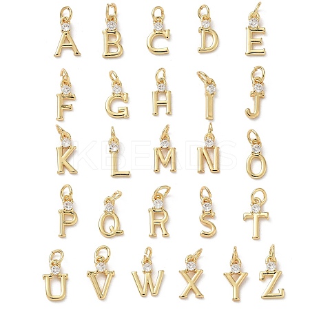 Brass Micro Pave Clear Cubic Zirconia Charms KK-A273-01G-1